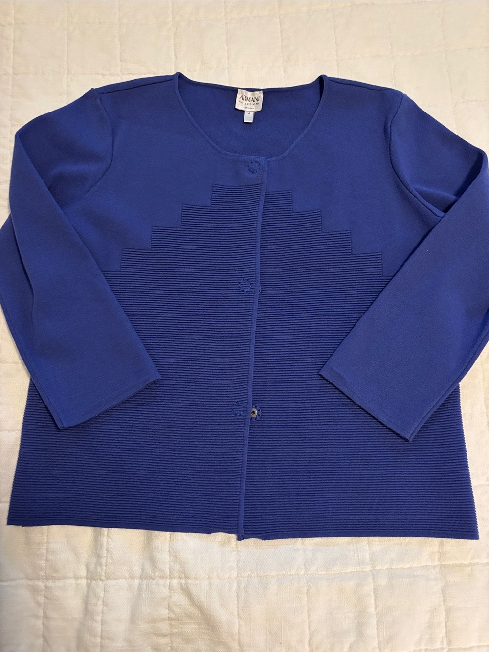 Armani Collezioni Women's Cobalt Blue Textured Button-Front Cardigan